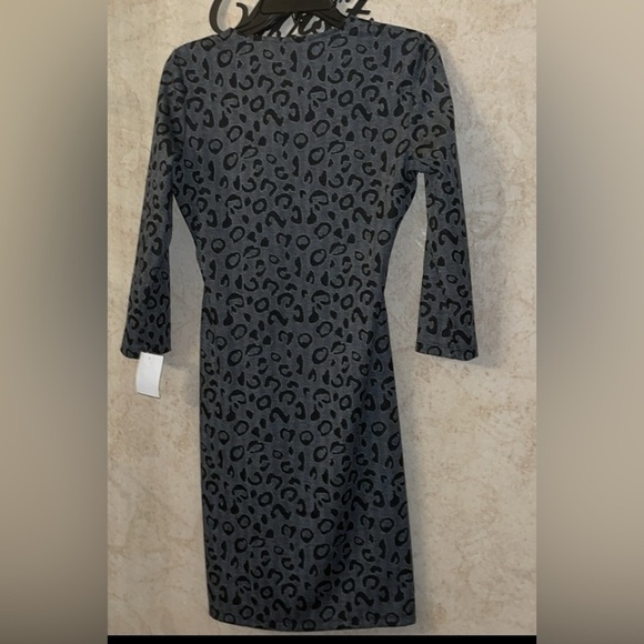 Anne Klein Gray Leopard Print Dress - Picture 4 of 6